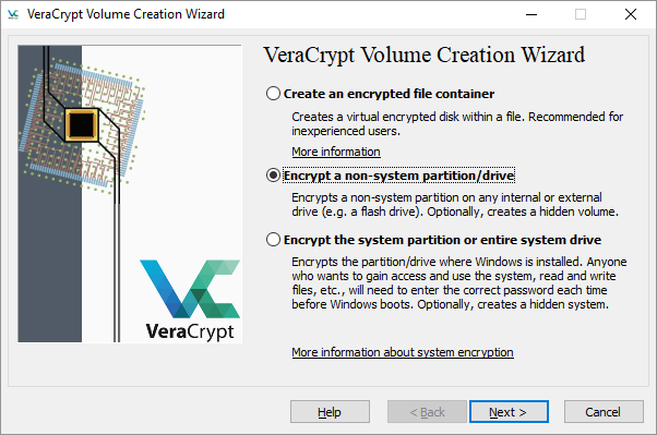 VeraCrypt تشفير قسم أو محرك