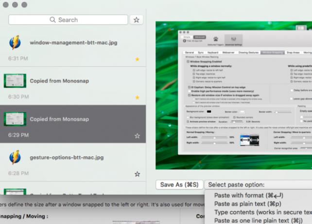 وظيفة الحافظة BetterTouchTool على نظام التشغيل Mac