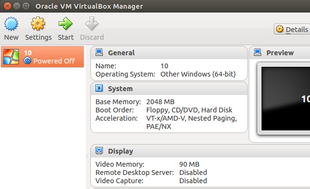 نظرة عامة على إعدادات VirtualBox