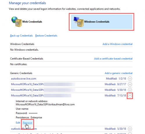 مدير بيانات الاعتماد في Windows 10