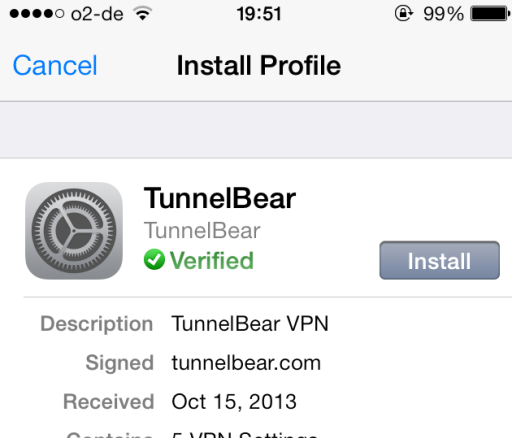 قم بإعداد VPN على iPhone الخاص بك في دقائق مع Tunnelbear Tunnelbear5