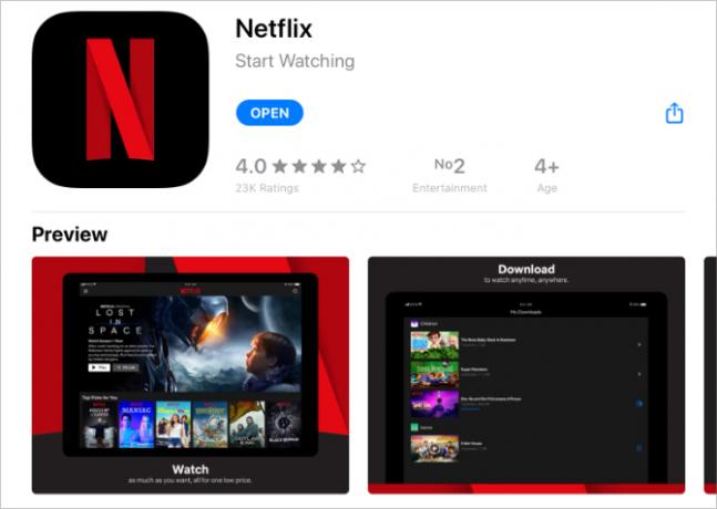 Netflix على متجر التطبيقات