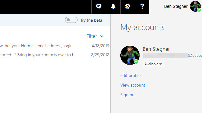 إعدادات حساب Microsoft
