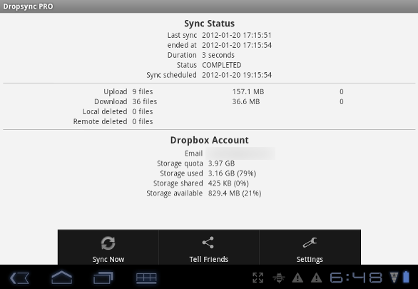 قم بمزامنة جهاز Android الخاص بك مع Dropbox عبر Dropsync [Android 2.0+] DropSync أفقيًا