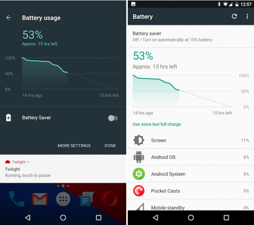 Android Nougat Battery Life Indicator وشاشة