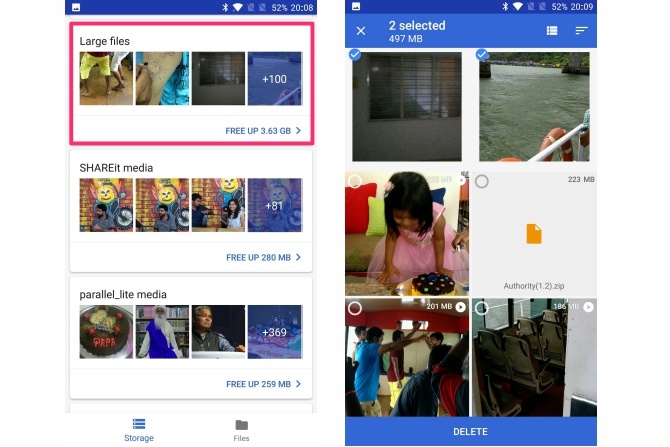 ميزات google files go app