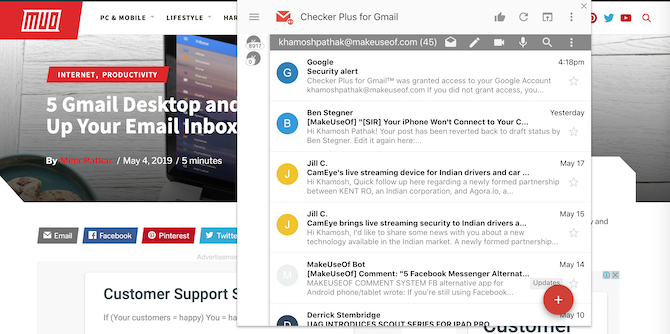 Checker Plus لـ Gmail Chrome Extension