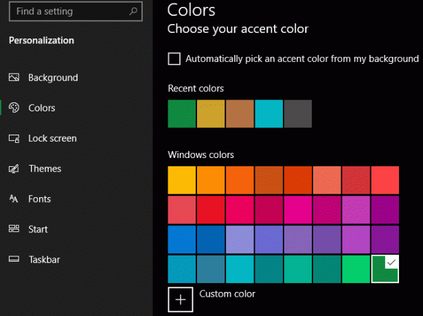 Windows 10 اختر اللون