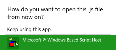 Windows 10 JavaScript اختيار التطبيق التلقائي