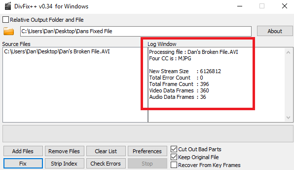 كيفية إصلاح ملفات AVI المكسورة التي لن تلعب divfix fixed final