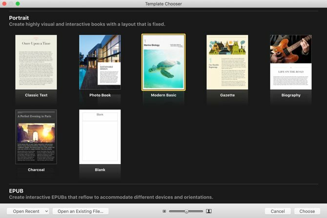 كيفية كتابة الكتاب الاليكتروني: قوالب المؤلف iBooks