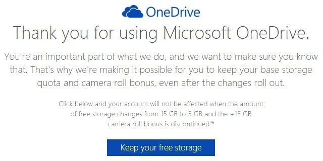 الاحتفاظ بتخزين OneDrive