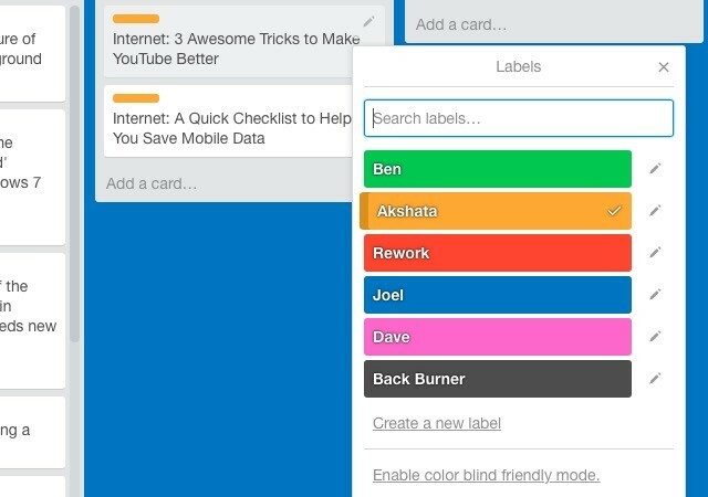 تسميات trello