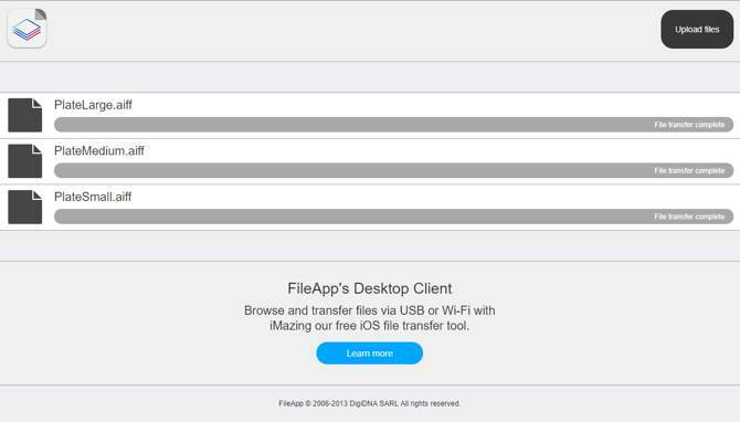 تحميل الملفات إلى FileApp من المتصفح