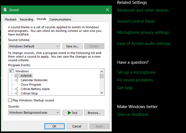 Windows 10 تغيير الأصوات