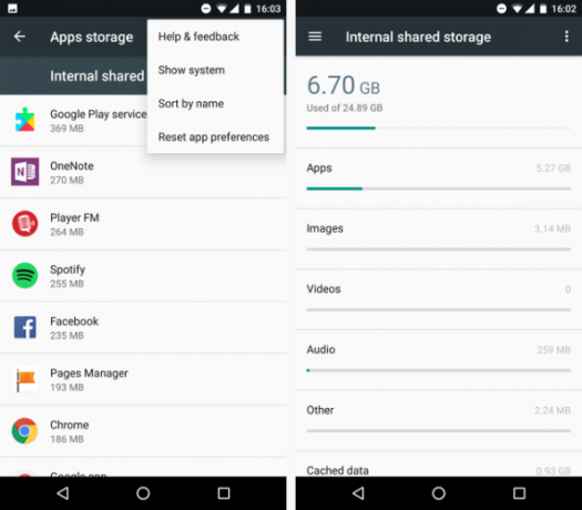 حجم تطبيقات android
