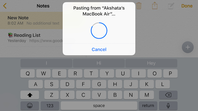 لصق على iPhone من Mac