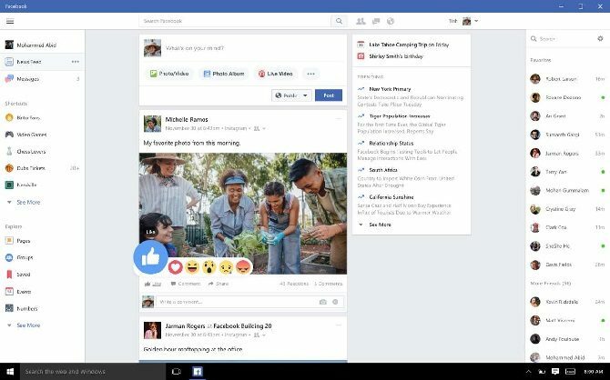 الفيسبوك ويندوز 10 التطبيق
