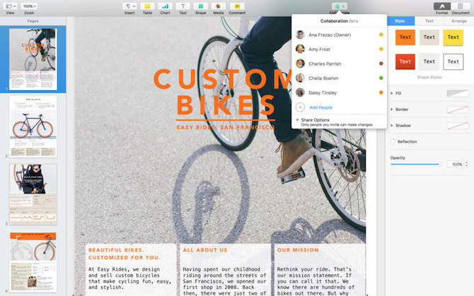 إنشاء كتيب في iWork Suite