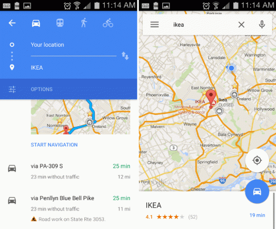 android-google-Maps-route-types