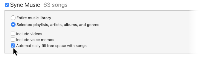 أغاني الملء التلقائي في iTunes