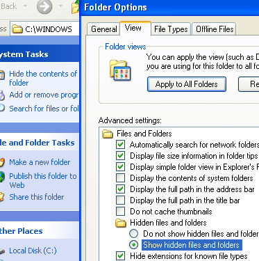 كيفية استرجاع Windows Hot Fixes & Patches windows folderoptions