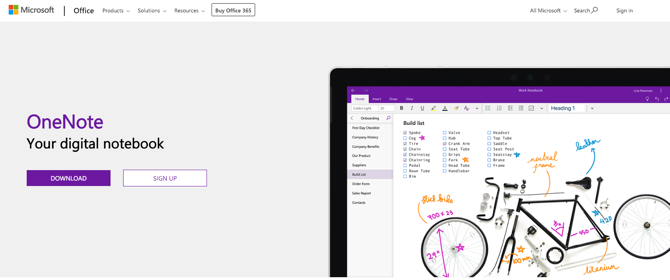 لقطة شاشة OneNote