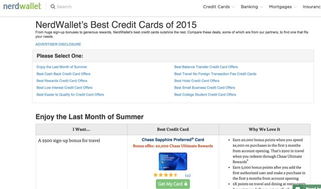 أفضل بطاقات nerdwallet