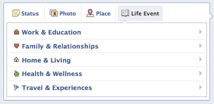 بعض الأشياء التي قد لا تعرفها عن الجدول الزمني [نصائح أسبوعية على Facebook] Facebook إضافة حدث حياة