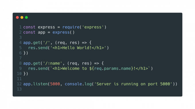 كود ExpressJS لخادم الويب