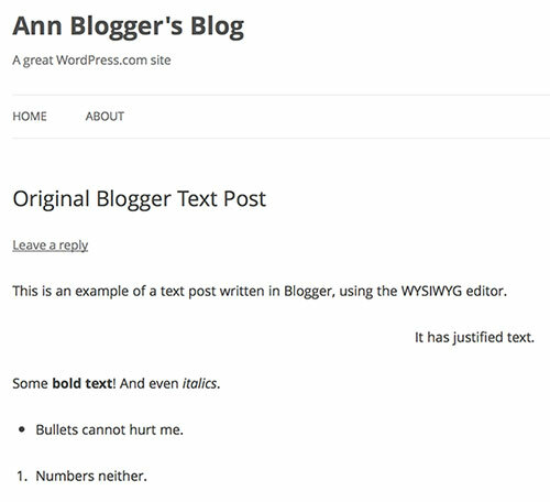 Blogger إلى WordPress ، WordPress إلى Blogger - تبديل المدونات التي تم اختبارها wp x text