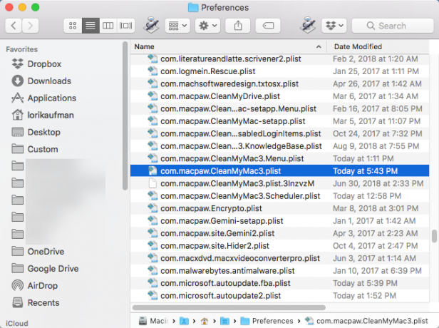 PLIST الملفات في مجلد التفضيلات على ماك