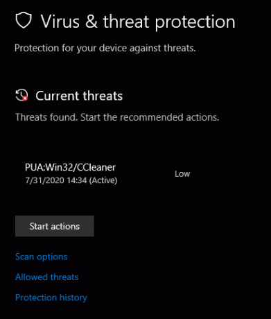 تم حظر أمان Windows CCleaner