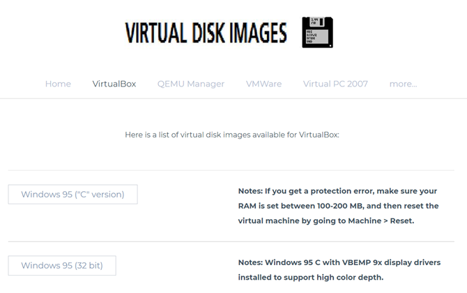 لقطة شاشة لـ Virtual Disk Images