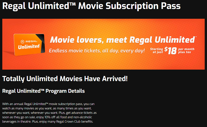 بدائل MoviePass - Regal Unlimited