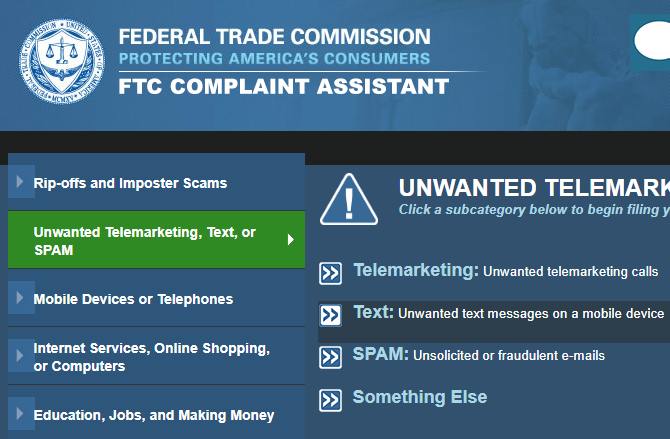 تقرير FTC غير المرغوب فيه