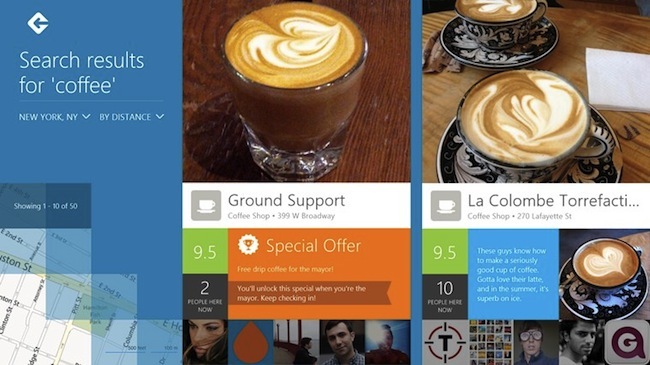 5 تطبيقات Windows 8 و RT رسمية رائعة قد لا تشاهدها بعد مع Windows 8 Foursquare
