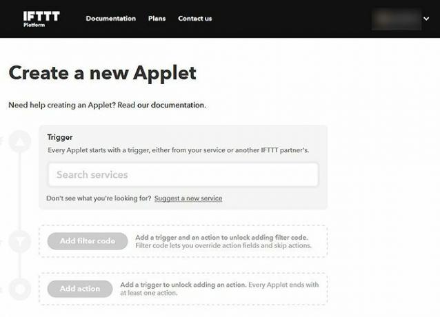 إنشاء تطبيق IFTTT جديد