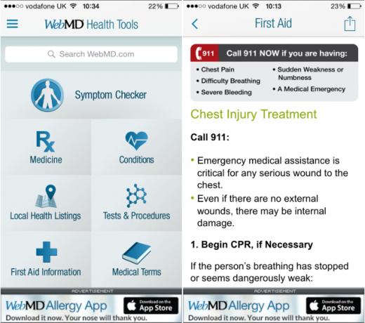 webmd- التطبيق- الإسعافات الأولية