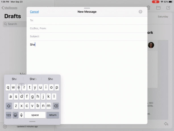 iPadOS QuickPath على لوحة المفاتيح العائمة
