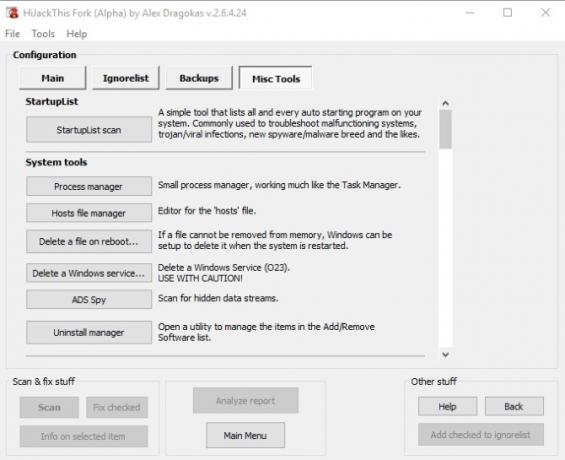 احصل على العبقري غريب الأطوار وإصلاح جهاز الكمبيوتر الخاص بك مع HijackThis Hijack This Fork Screenshot 1
