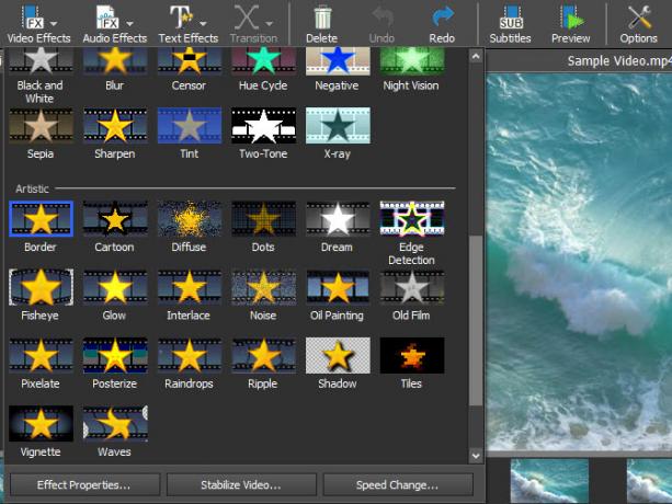 تأثيرات فيديو VideoPad