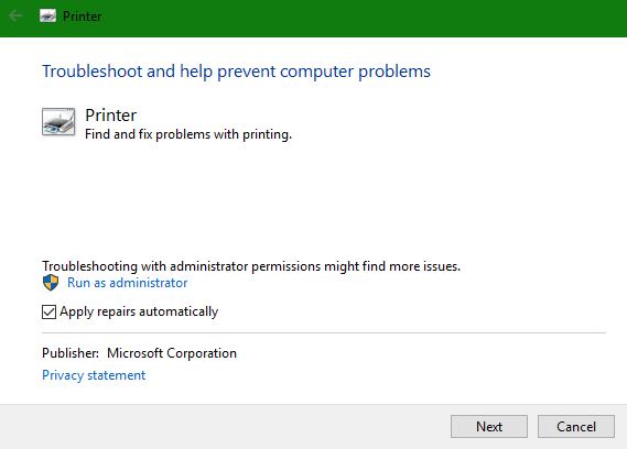 مستكشف الأخطاء ومصلحها في طابعة Windows 10