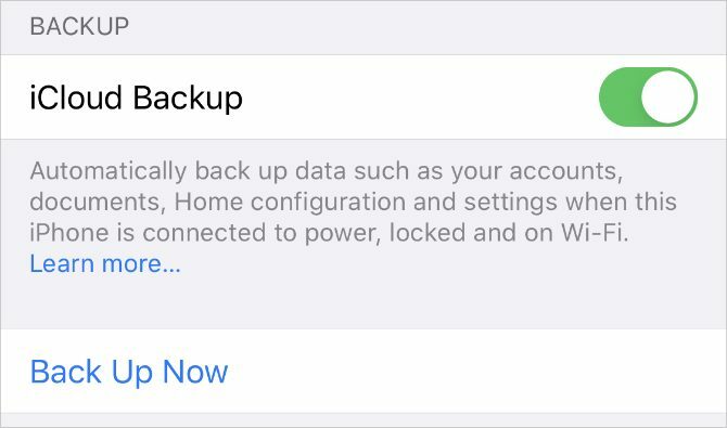 زر iCloud Back Up Now