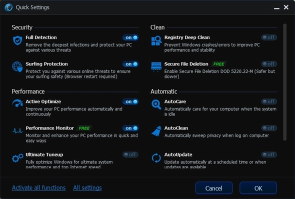 Advanced SystemCare 6 Beta 2.0 - طبيب الكمبيوتر الخاص بك [Windows] ASC Quick Settings Window