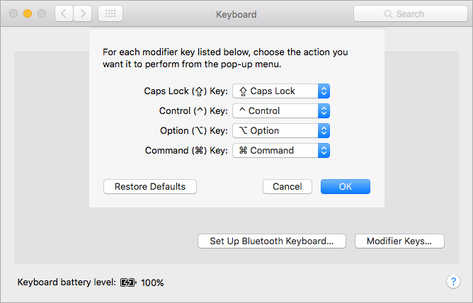 لوحة مفاتيح mac-modifier-remap-keyboard