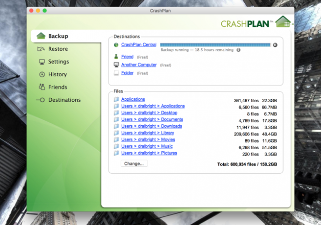 تطبيق Crashplan على نظام Mac