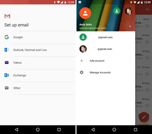 Android Gmail إضافة حسابات بريد أخرى