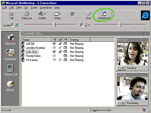 أنا أقلب قبعتي لك ، Microsoft NetMeeting Wht1
