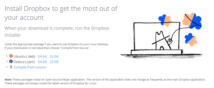 خيارات Linux لـ Dropbox